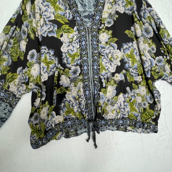 Free People Wildflower Womens Cinched Kimono Blouse Zip Jacket Size M/L - Picture 8 of 9